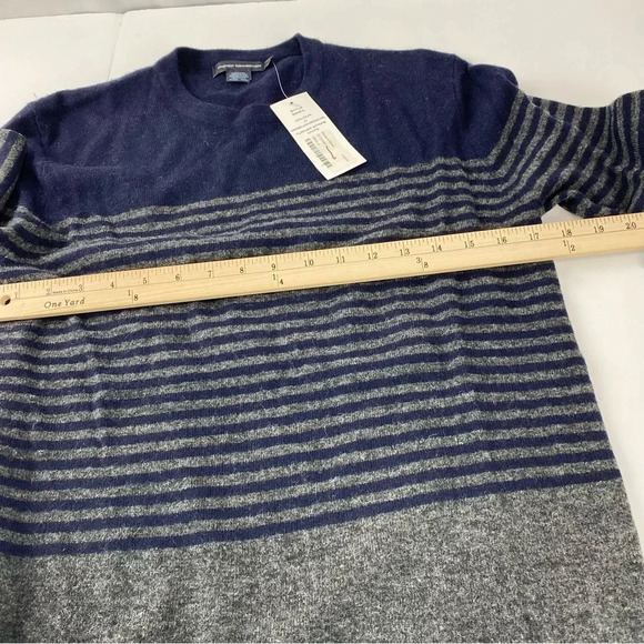 French Connection Mens Small Blue Navy Striped Pullover Sweater NWT MSRP $118 - Picture 3 of 7